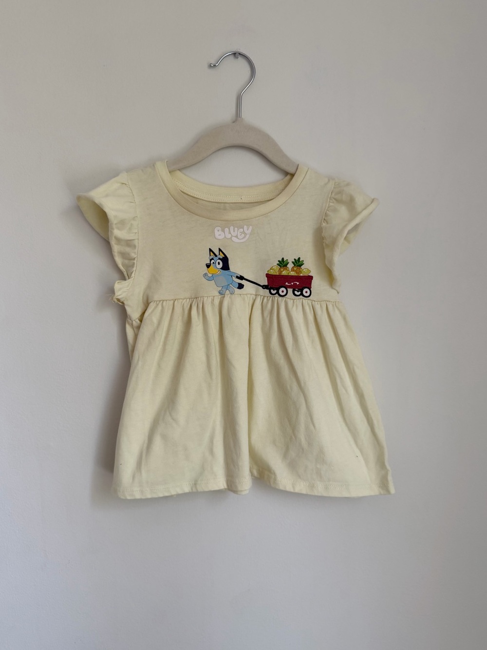 Bluey Pale Yellow Graphic Flutter-Sleeve Tee (Size 4T)